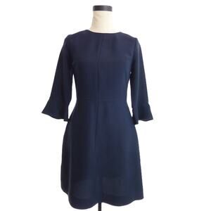 Banana Republic Women Navy blue Size 0 Pocket Bell Sleeve Sheath Dress Zipper